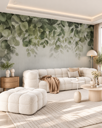 Premium Olive Green Botanical Wall Mural