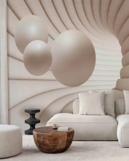 Beige 3D Ball Wavy