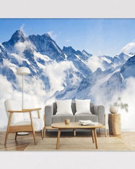 Snowy Cloudy Mountains Above Clouds