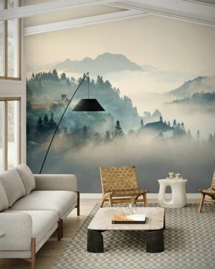 Foggy Misty Village Mountain