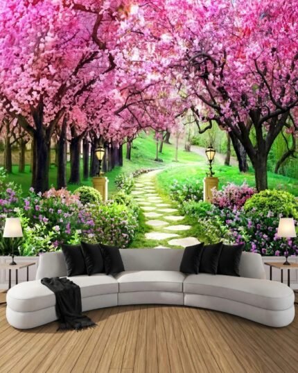 Pink Cherry Blossom Path