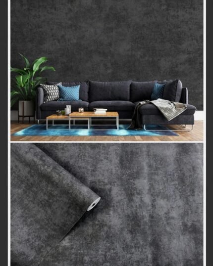 Charcoal Noir - Luxury Concrete Suede Wallpaper