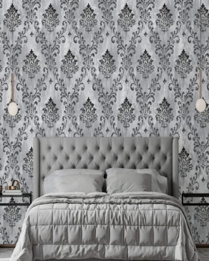 Noir Grey Victorian Baroque Premium Non-Woven