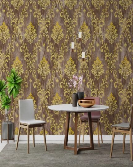 Antique Gold Regal Damask Premium Non-Woven