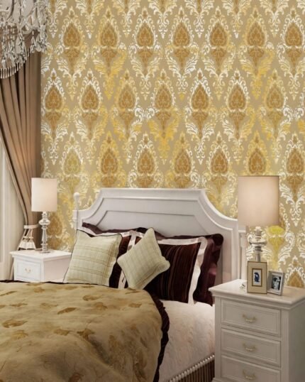 Golden Beige Royal Ikat Premium Non-Woven