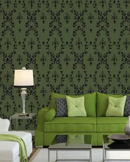 Olive Green Royal Baroque Premium Non-Woven