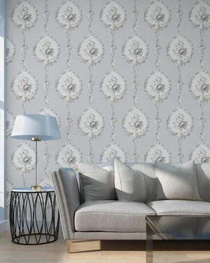 Mist Grey Versailles  Medallion Premium Non-Woven