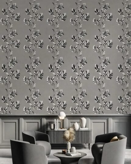 Monochrome Fern Vine Premium Modern Non-Woven